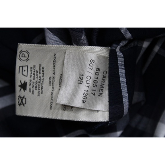 Burberry London Women Coat Carmen Trench Coat Size 12R Plaid Lining USA Navy - Picture 10 of 10